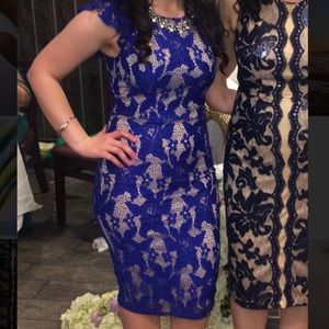 Blue lace midi dress